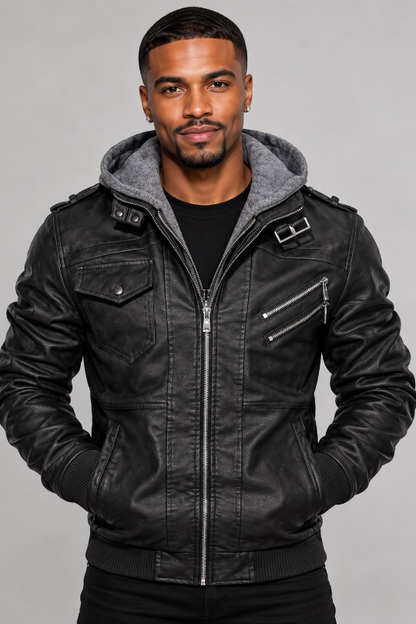 Men’s Nightshift Hooded Moto Jacket