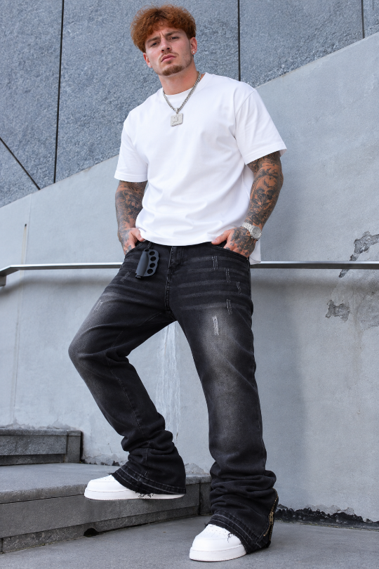 Men’s No Signal Stacked Distressed Jeans