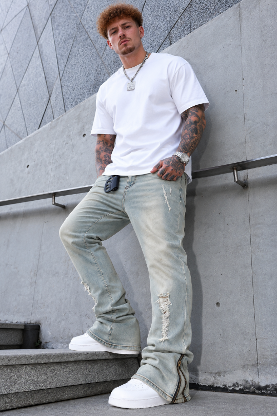 Men’s No Signal Stacked Distressed Jeans
