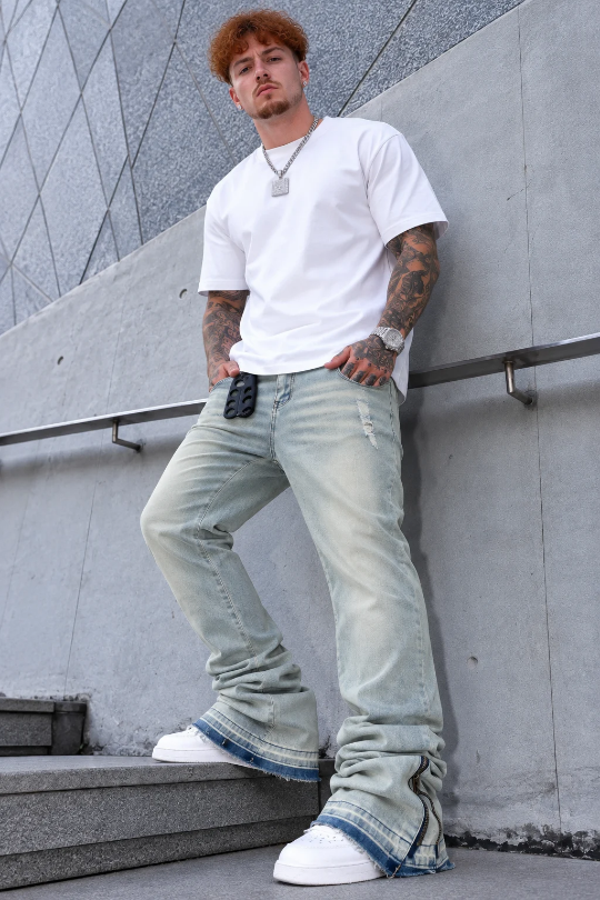 Men’s No Signal Stacked Distressed Jeans