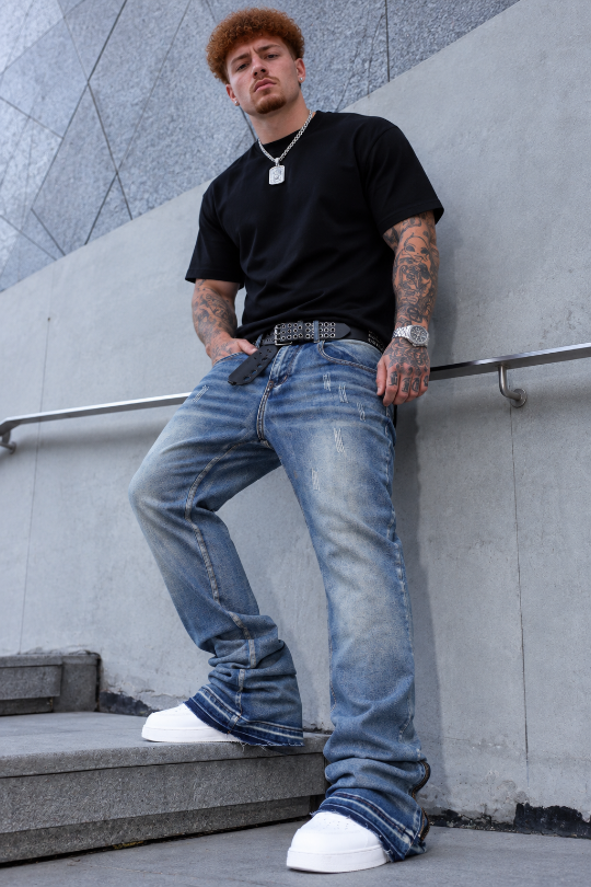 Men’s No Signal Stacked Distressed Jeans