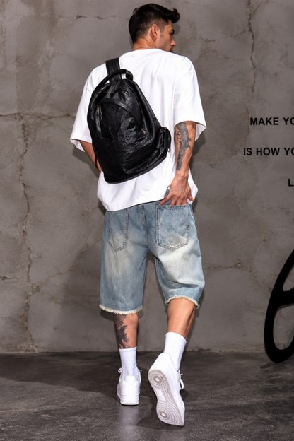 Men’s Rebel Cut Distressed Denim Shorts