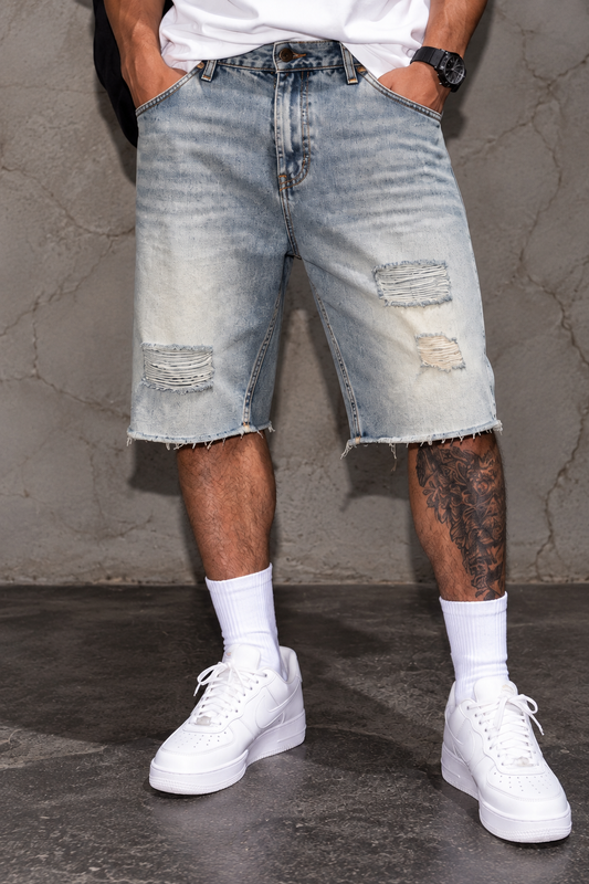 Men’s Rebel Cut Distressed Denim Shorts