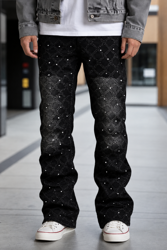 Men's Street Style Slim Fit Rhinestone Denim Jeans
