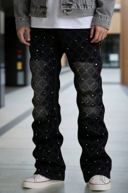 Men's Street Style Slim Fit Rhinestone Denim Jeans