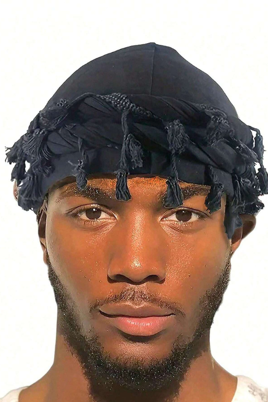Men’s Embroidered Tassel Turban Headscarf Cap