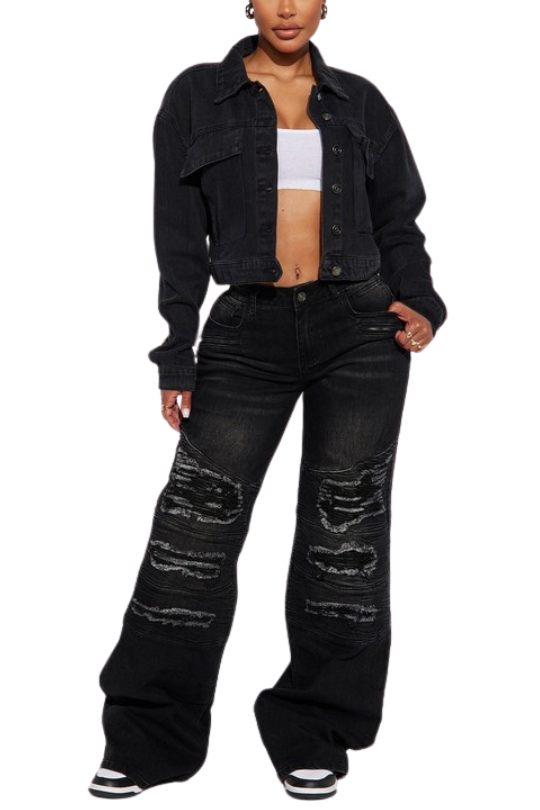 Women's Classic Black Jean Jacket