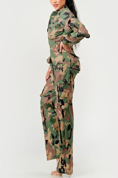 Frontline Camo Ruffle Sleeve Jumpsuit