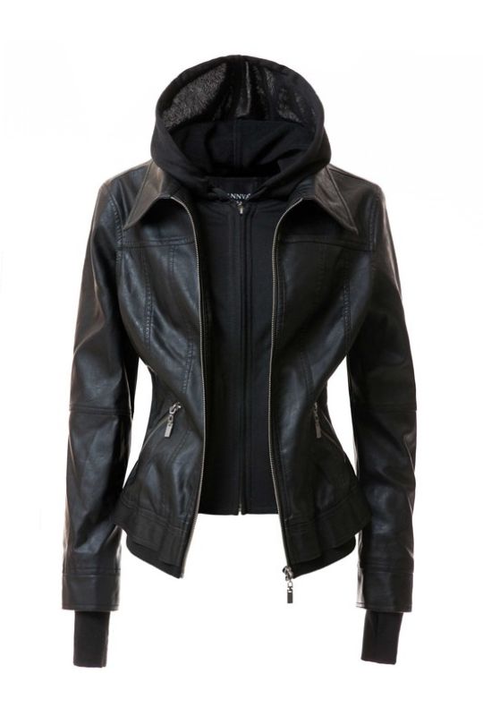 Women's Hooded Leather Jacket