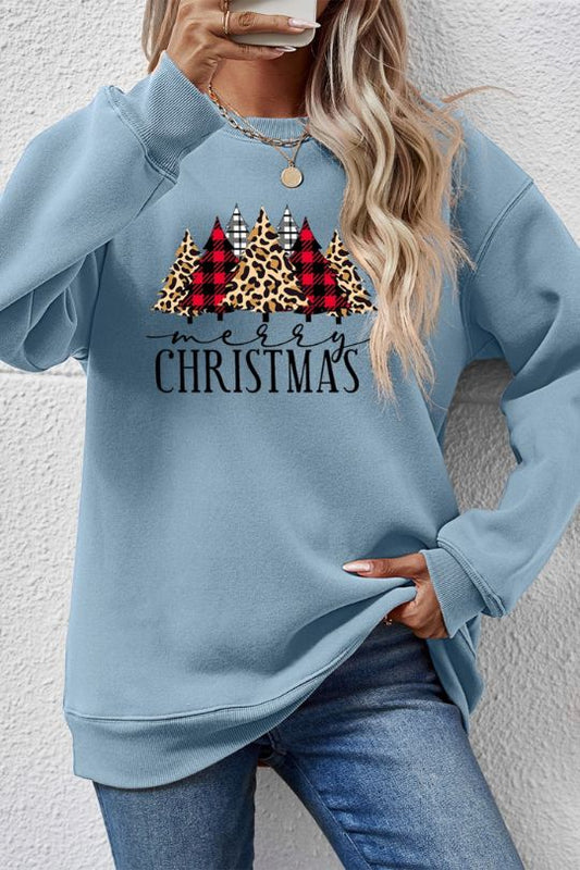 Merry Christmas Round Neck Long Sleeve Sweatshirt