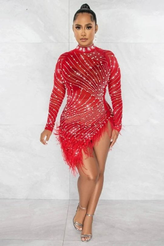 Women's Empress Feather Mini Party Dress