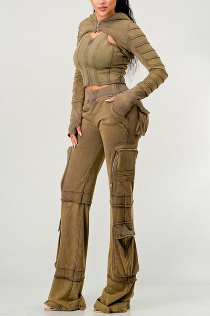 Women's Vintage Washed 3 Piece Cargo Set