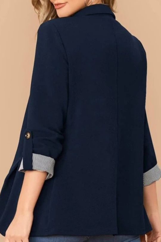 Lapel Collar Roll-Tab Sleeve Blazer