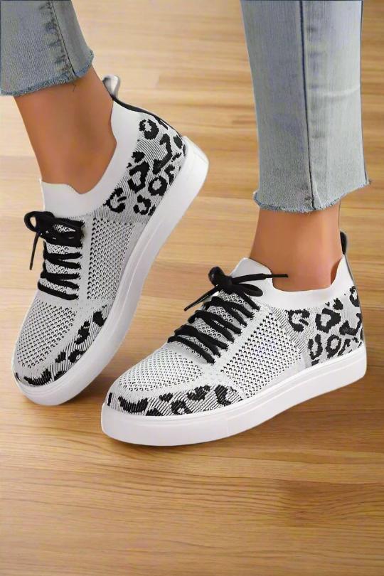 Lace-Up Canva Flat Walking Sneakers