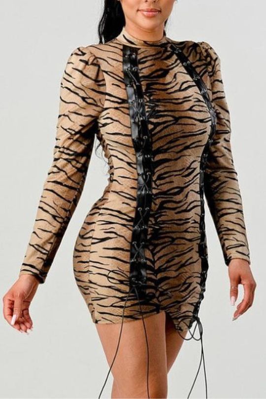 Fierce Velvet Tigress Mini Dress