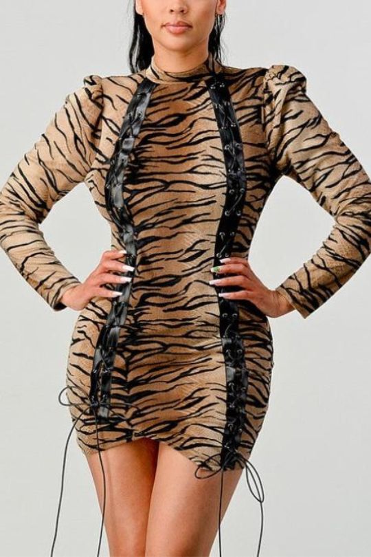 Fierce Velvet Tigress Mini Dress