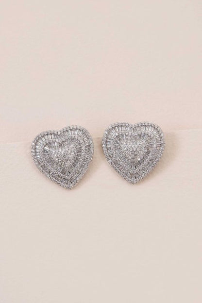 Sterling Silver Heart Statement Earrings