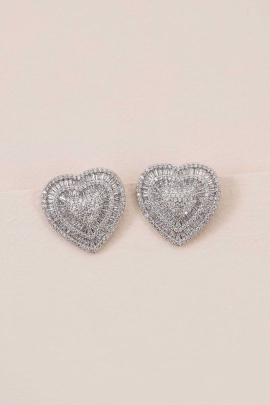 Sterling Silver Heart Statement Earrings