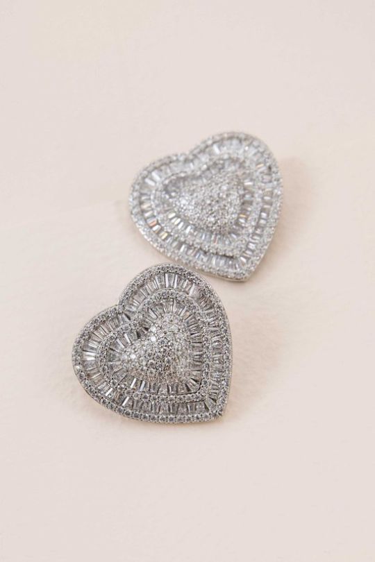 Sterling Silver Heart Statement Earrings