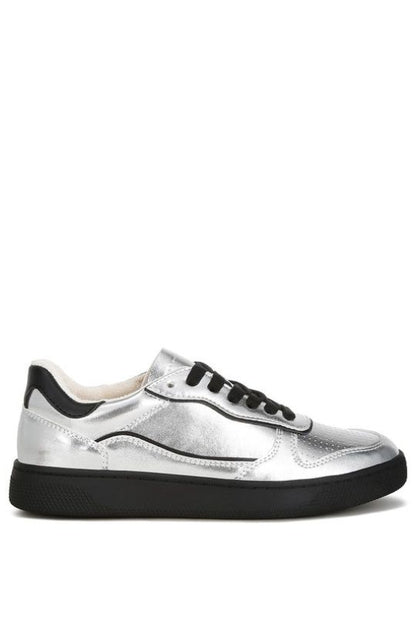 Bold Metallic Faux Leather Sneakers