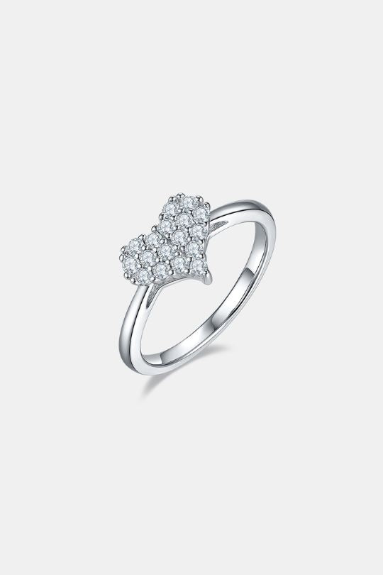 Elegant Moissanite Sterling Silver Heart Diamond Ring