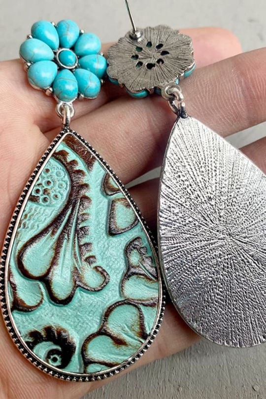 Turquoise Flower Teardrop Earrings