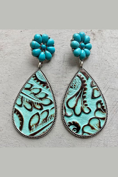 Turquoise Flower Teardrop Earrings