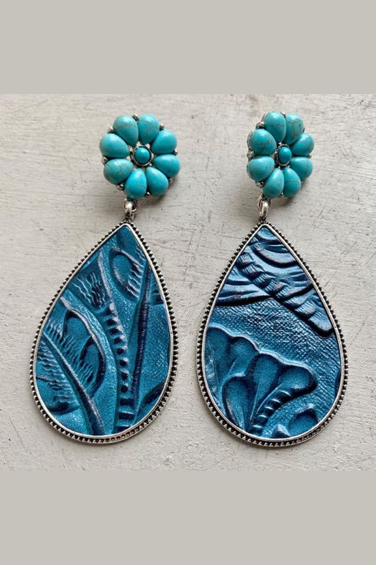 Turquoise Flower Teardrop Earrings