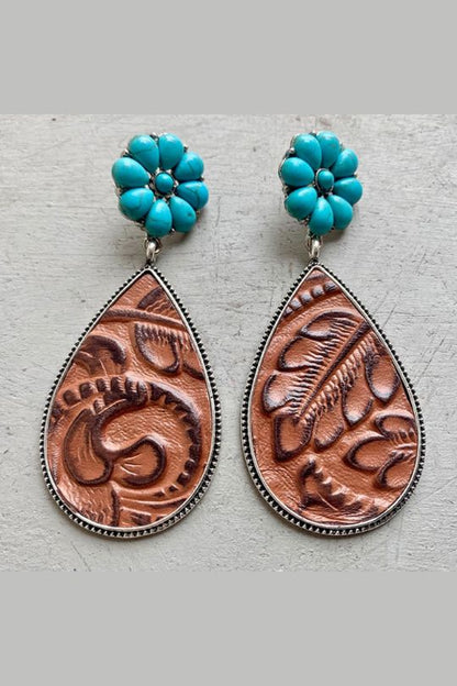 Turquoise Flower Teardrop Earrings