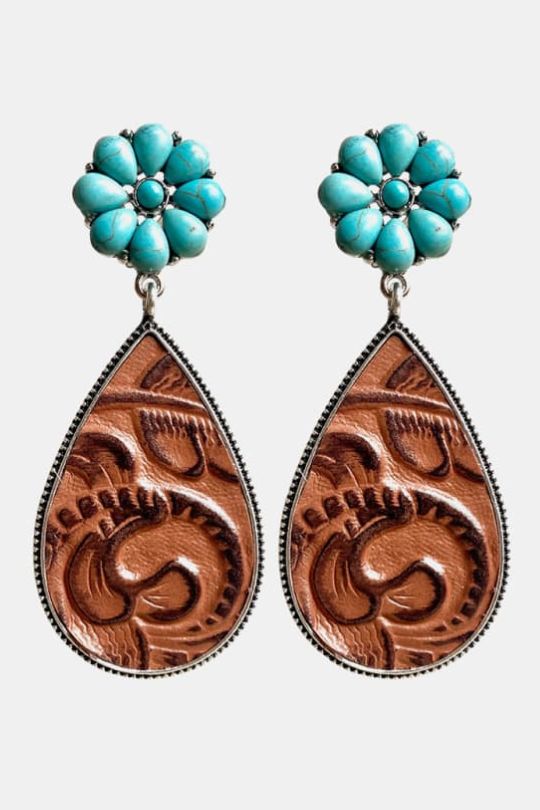 Turquoise Flower Teardrop Earrings