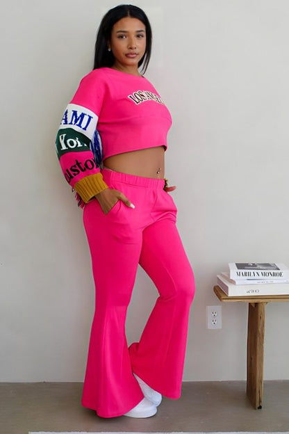 Hot Pink Los Angeles Two Piece Jogger Set