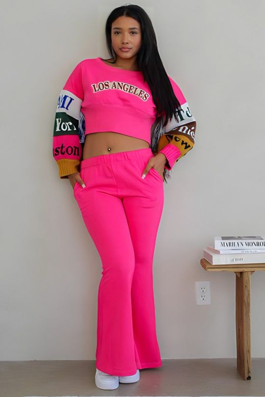 Hot Pink Los Angeles Two Piece Jogger Set