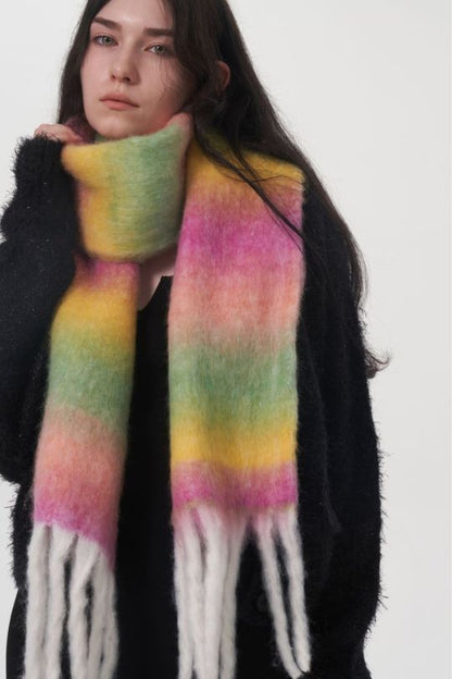 Women's Fringe Gradient Thermal Scarf