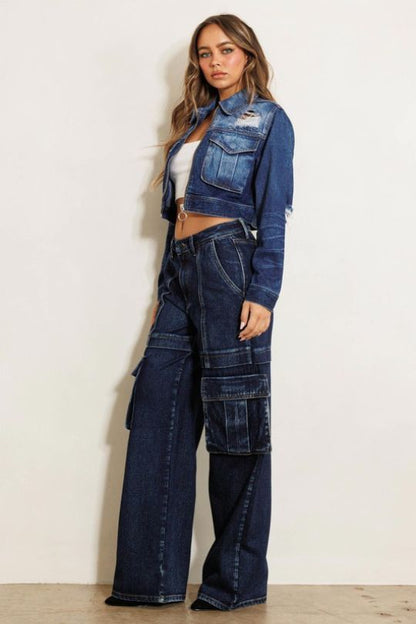 Women's Wide Cargo Pocket Jeans