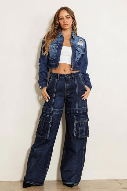 Women's Wide Cargo Pocket Jeans