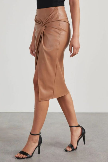 High Waist Twist Detail Ruched Skirt