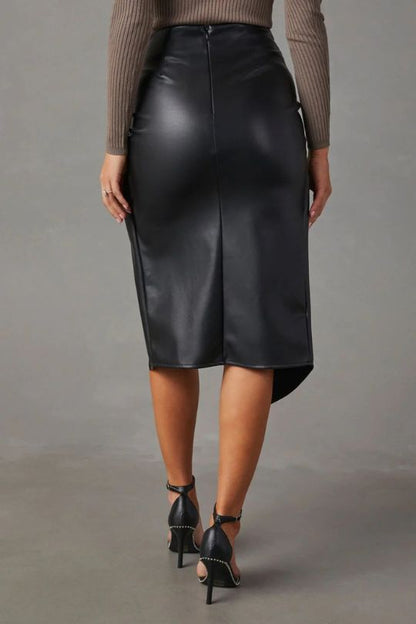 High Waist Twist Detail Ruched Skirt