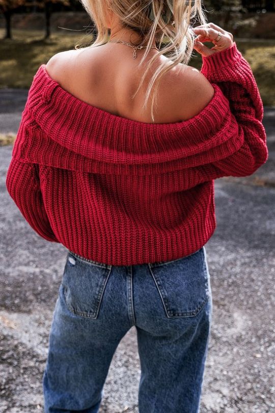 Women's Off Shoulder Long Sleeve Sweater