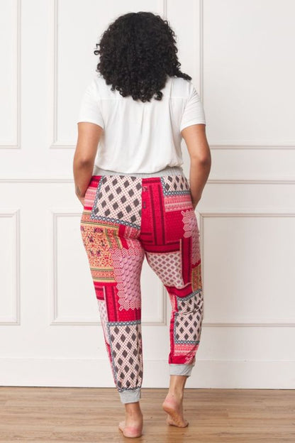 Plus Size Quilted Print Lounge Pants