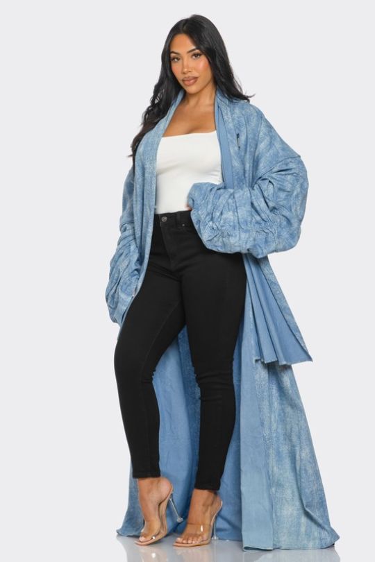 Flowy Draped Denim Statement Jacket