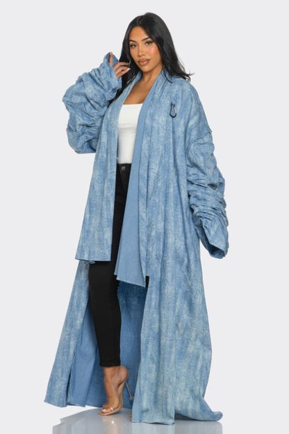 Flowy Draped Denim Statement Jacket