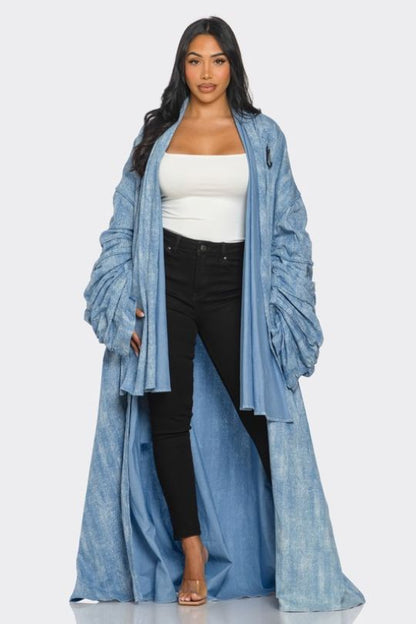 Flowy Draped Denim Statement Jacket