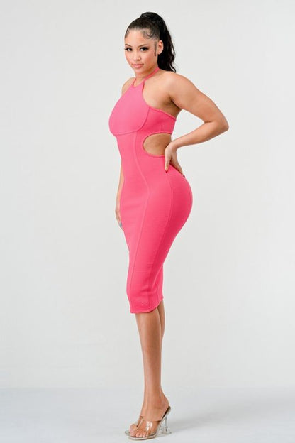 Halter Neck Cut Out Fitted Dress