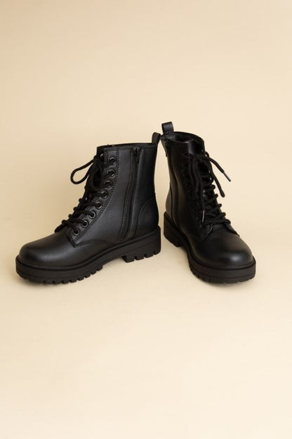 Black Chunky Lace-Up Combat Boots