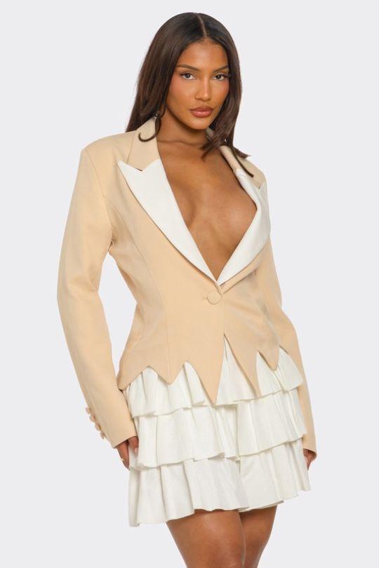 Modern Two-Tone Blazer Dress