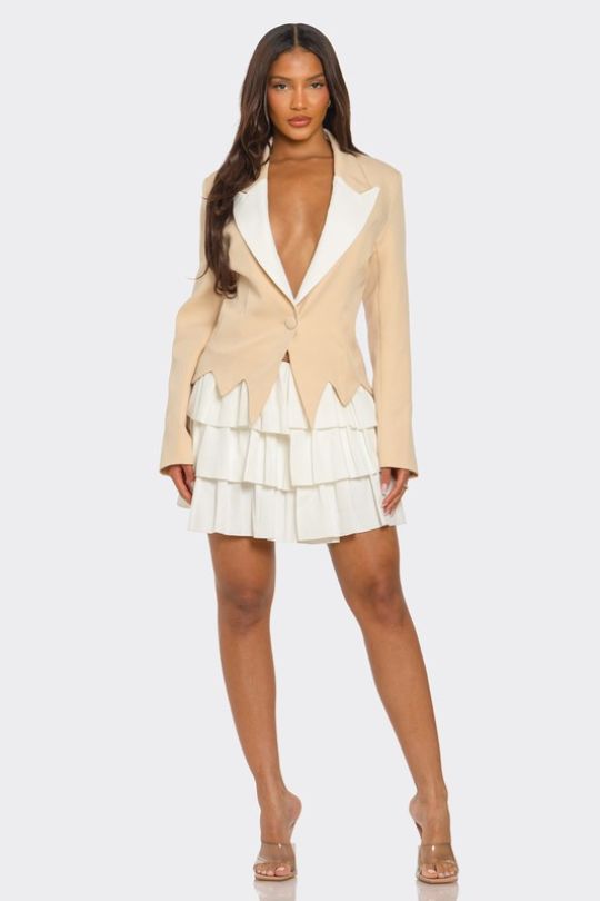 Modern Two-Tone Blazer Dress