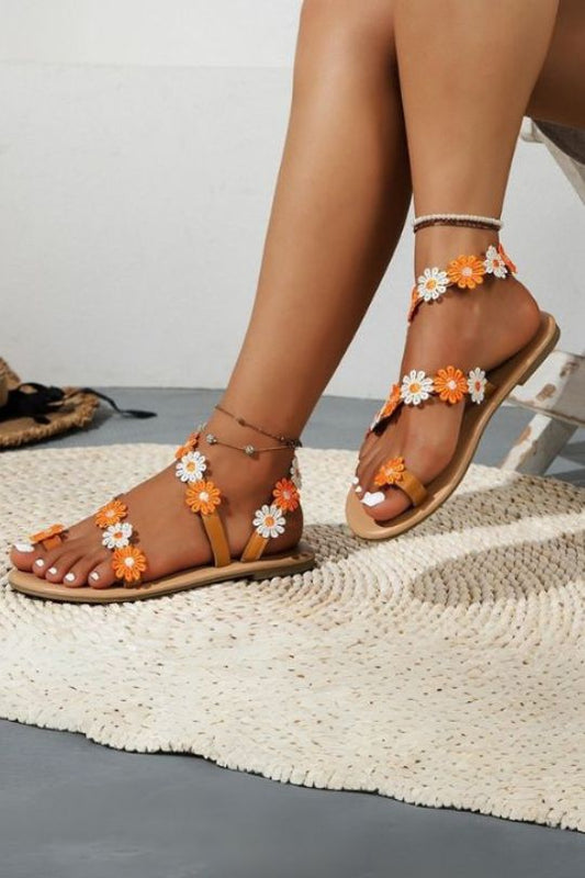 Colorful Sunflower Flat Sandals
