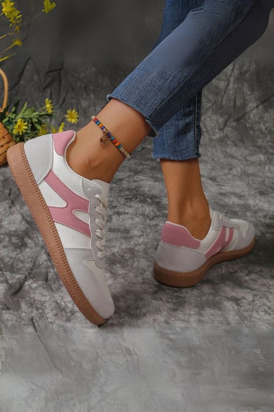 Low Top Lace Up Flat Sole Sneakers
