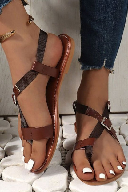 Classy Leather Strap Ballet Flat Sandals