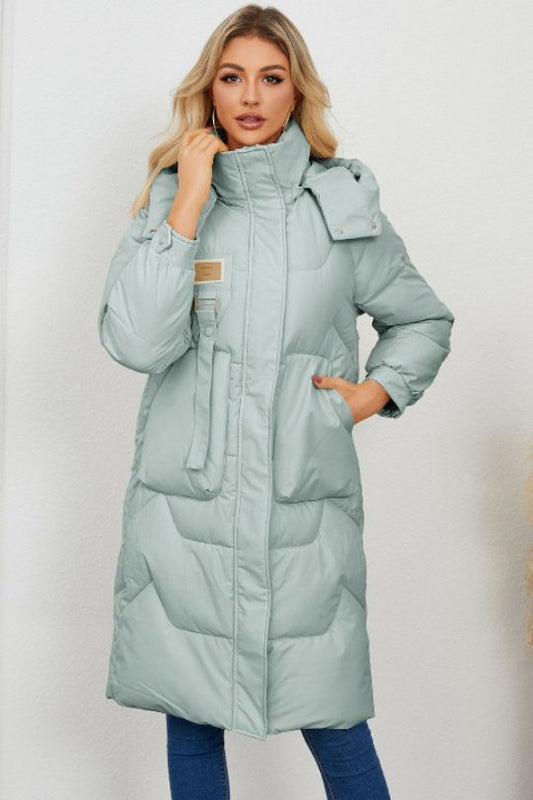 Long Sleeve Longline Hooded Winter Coat